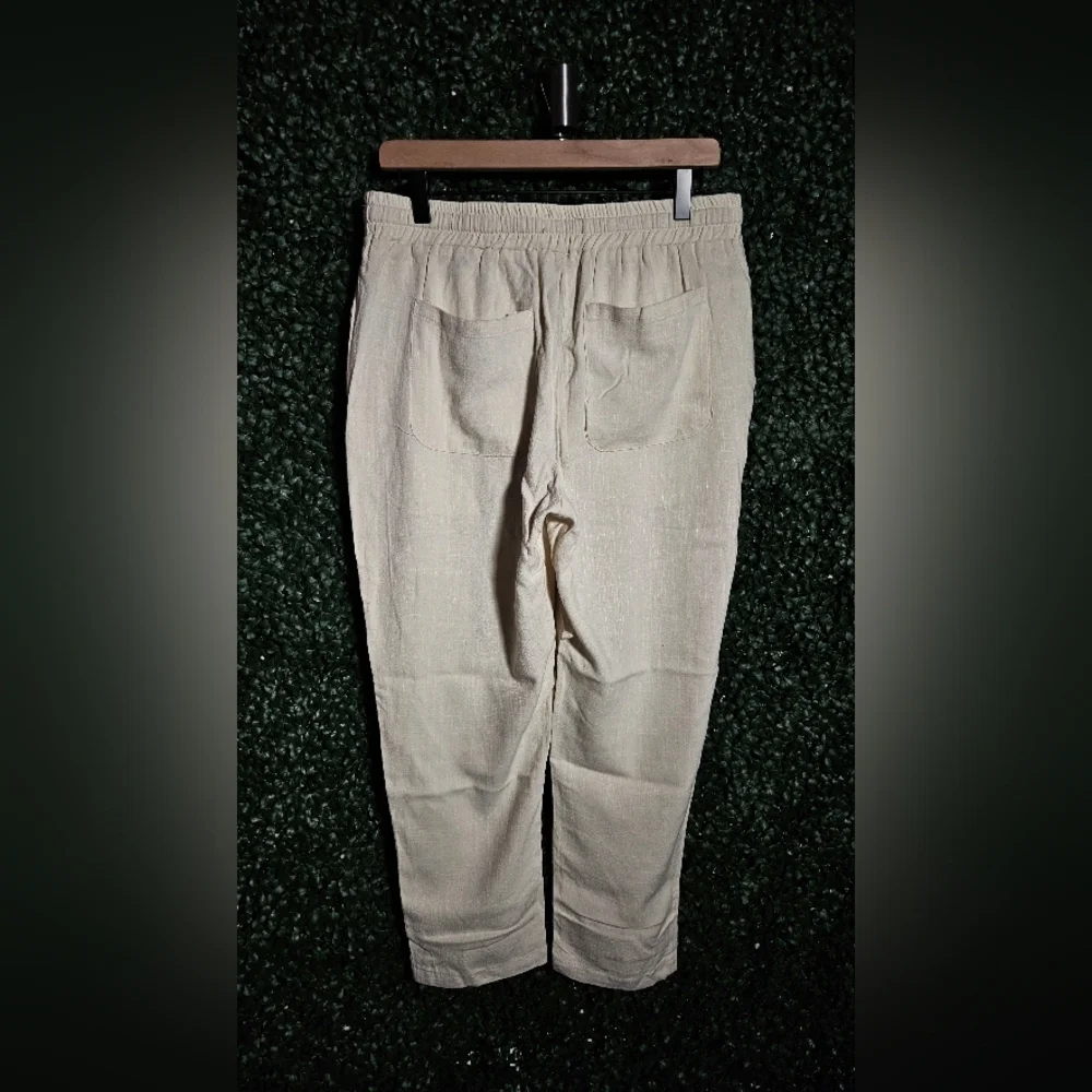Fashion NovaMEN Men's Beige Casual Linen Pants